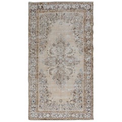 Earth Tones Gallery Size Worn Down and Vintage Persian Lilahan Pure Wool