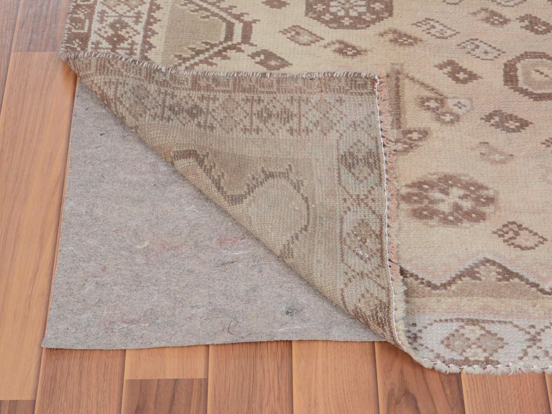 Medieval Earth Tones Vintage and Worn Down Persian Shiraz Clean Pure Wool Handknotted Rug For Sale