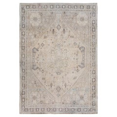 Earth Tones Worn Down Vintage Persian Qashqai Pure Wool Hand Knotted Oriental