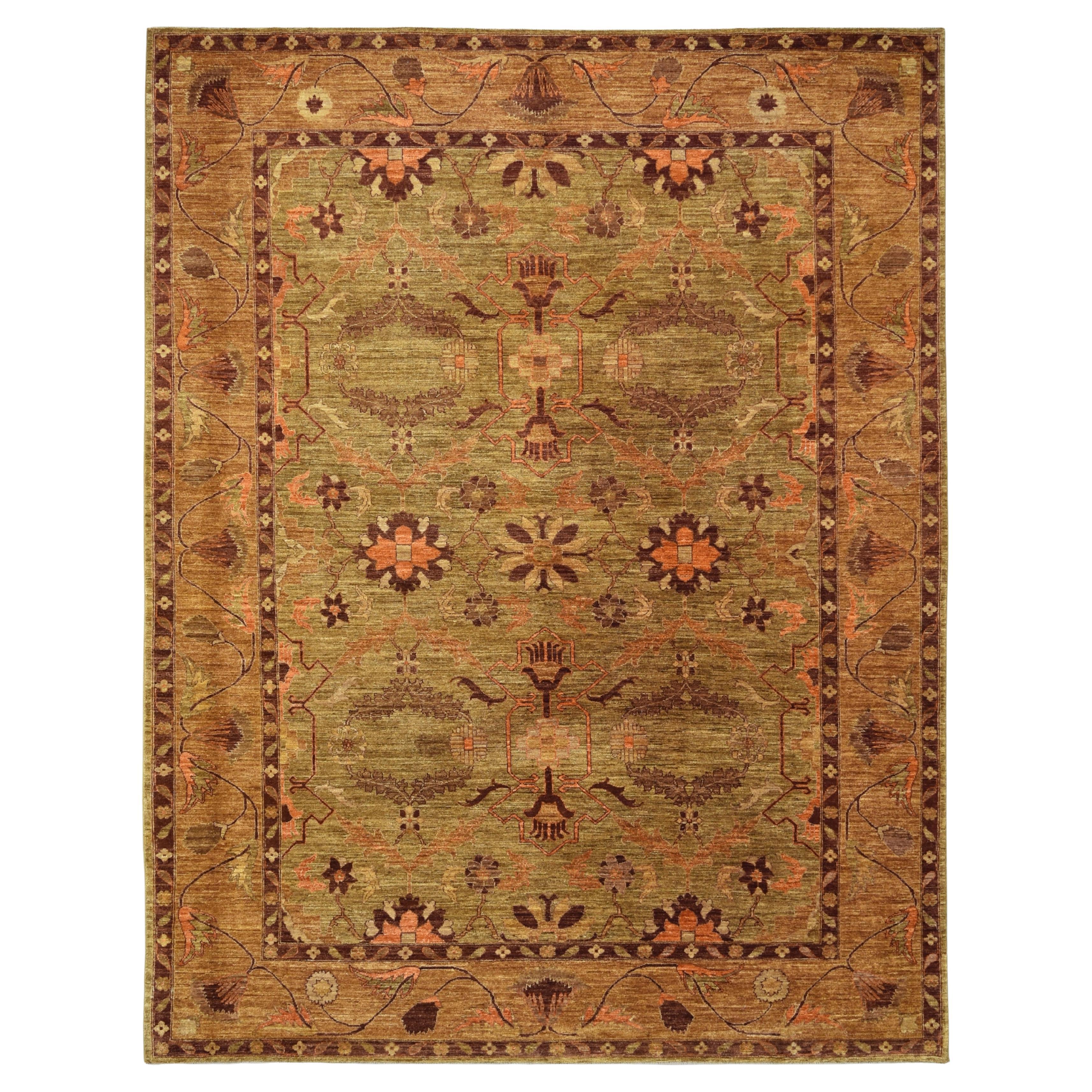 Earthbound Harmony 9'10" × 12'7" Hand-Knotted Sultanabad Pattern Wool Rug For Sale