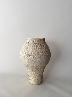 Earthen Moon Sculptural Volcanic Texture Stoneware Vessel by Maku Ceramic