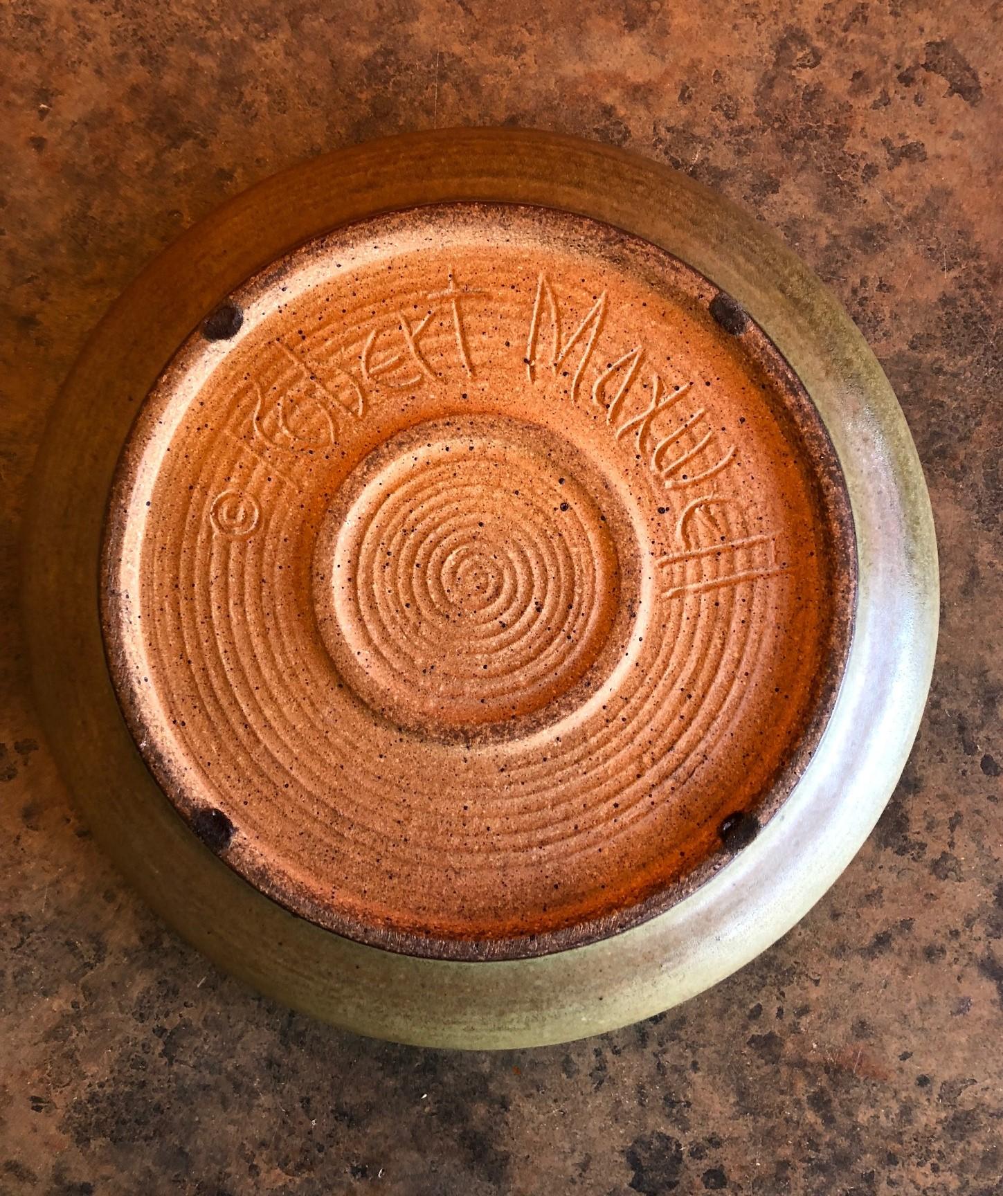 20th Century Earthenware and Crackled Glass Ashtray by Robert Maxwell