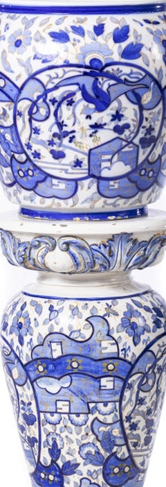 Earthenware - Cachepot with column in Devesas earthenware - 19th century