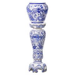 Earthenware - Cachepot with column in Devesas earthenware - 19th century