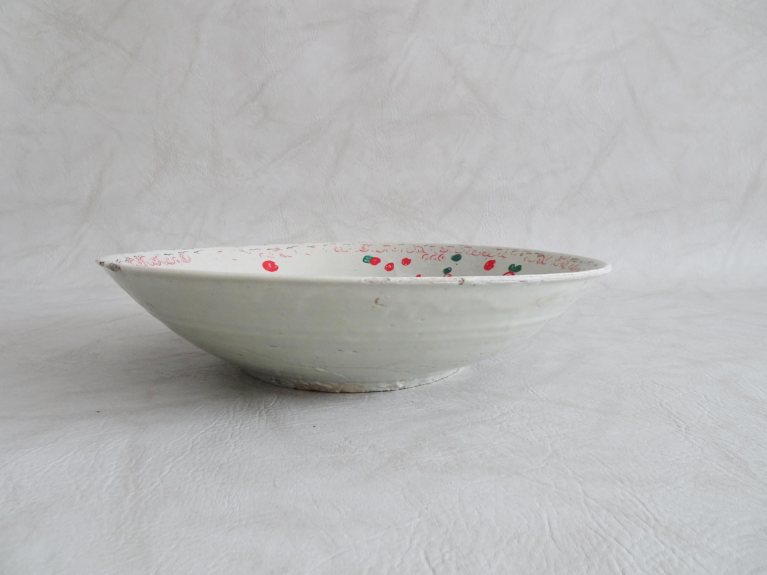 Unknown Earthenware, Ceramic Bowl with Floral Decor, 18th Century For Sale