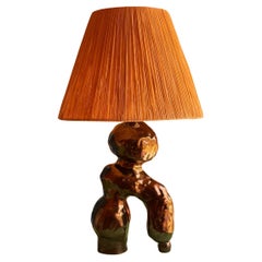 Lámpara de mesa de cerámica esmaltada con rafia - Ninot