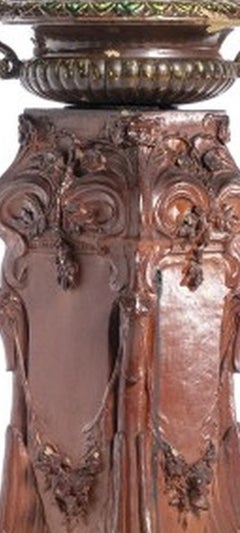 Earthenware - Column with Art Nouveau vase in Devesas earthenware - 19th century