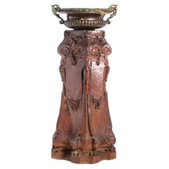 Earthenware - Column with Art Nouveau vase in Devesas earthenware - 19th century