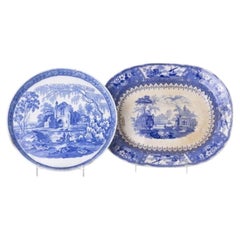 Earthenware - Davenport earthenware platter and fruit bowl - 19th century