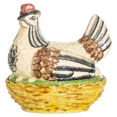 Ceramica - Scatola in ceramica con coperchio a forma di “gallina” - XIX secolo