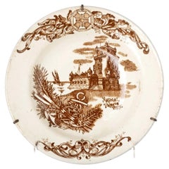 Earthenware - Earthenware plate from Massarelos 'Tower of Belém' - 19th century