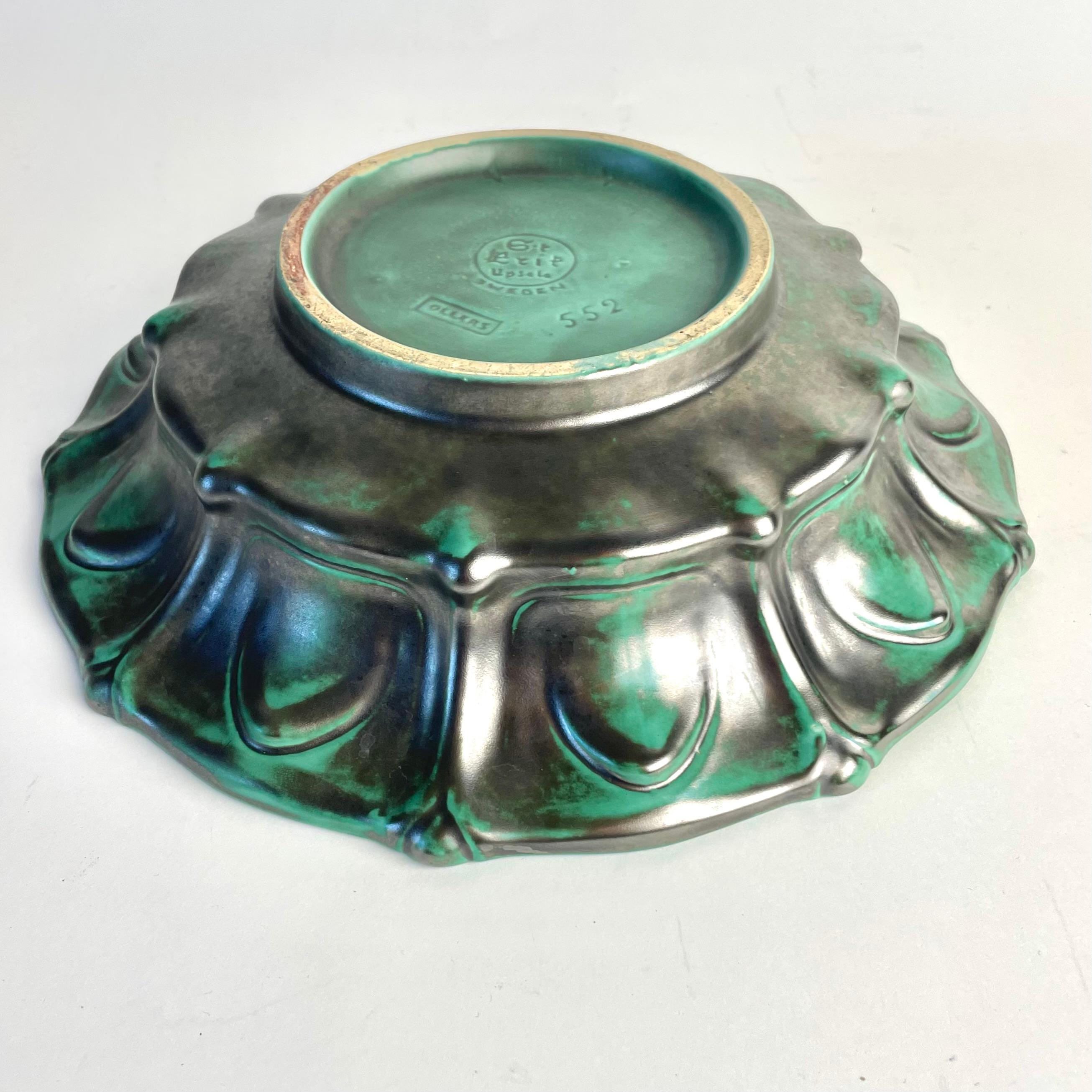 Coupe à fruits en faïence par Edvin Ollers pour S&T Eriks, années 1920 - Swedish Grace en vente 1