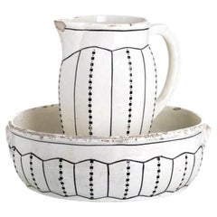 Earthenware - Jug and basin in Massarelos earthenware - 19th century