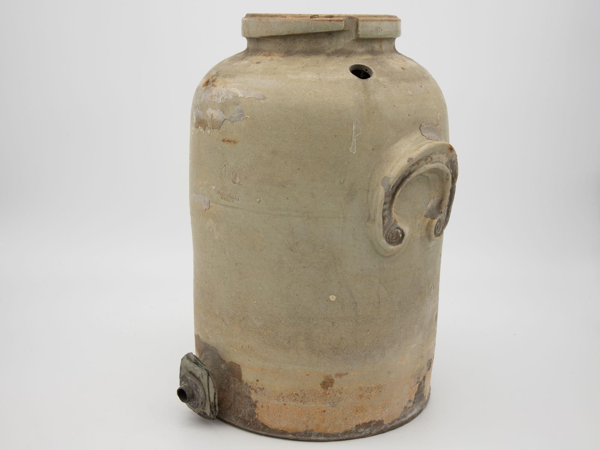 Late 19th Century French earthenware pottery bottle or jug from Normandy. Spout in tact. Originally used for water or cider.