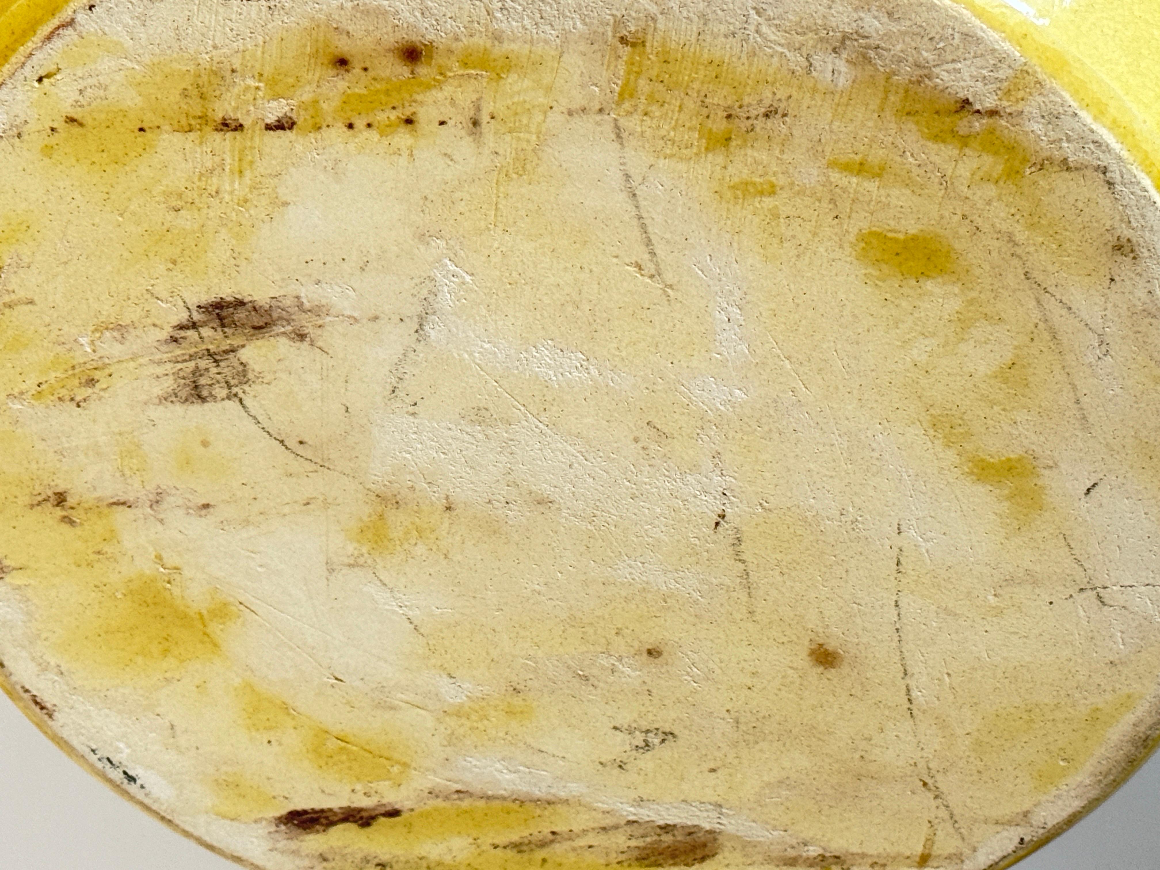 Dekorative Schale aus Steingut für das Ofengeschirr mit Bienendekor aus Steingut und gelber Farbe  im Zustand „Gut“ im Angebot in Auribeau sur Siagne, FR
