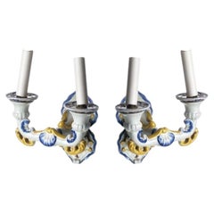 Earthenware - Pair of Bordalo Pinheiro earthenware appliques