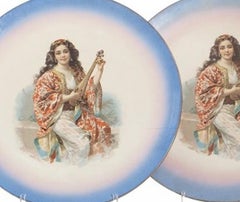 Earthenware - Pair of large plates in Alcantara earthenware - 19th century