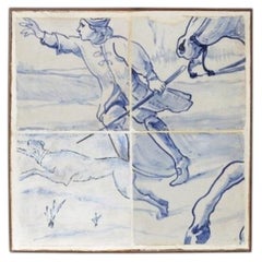 Earthenware - Panel of four tiles - 18th century