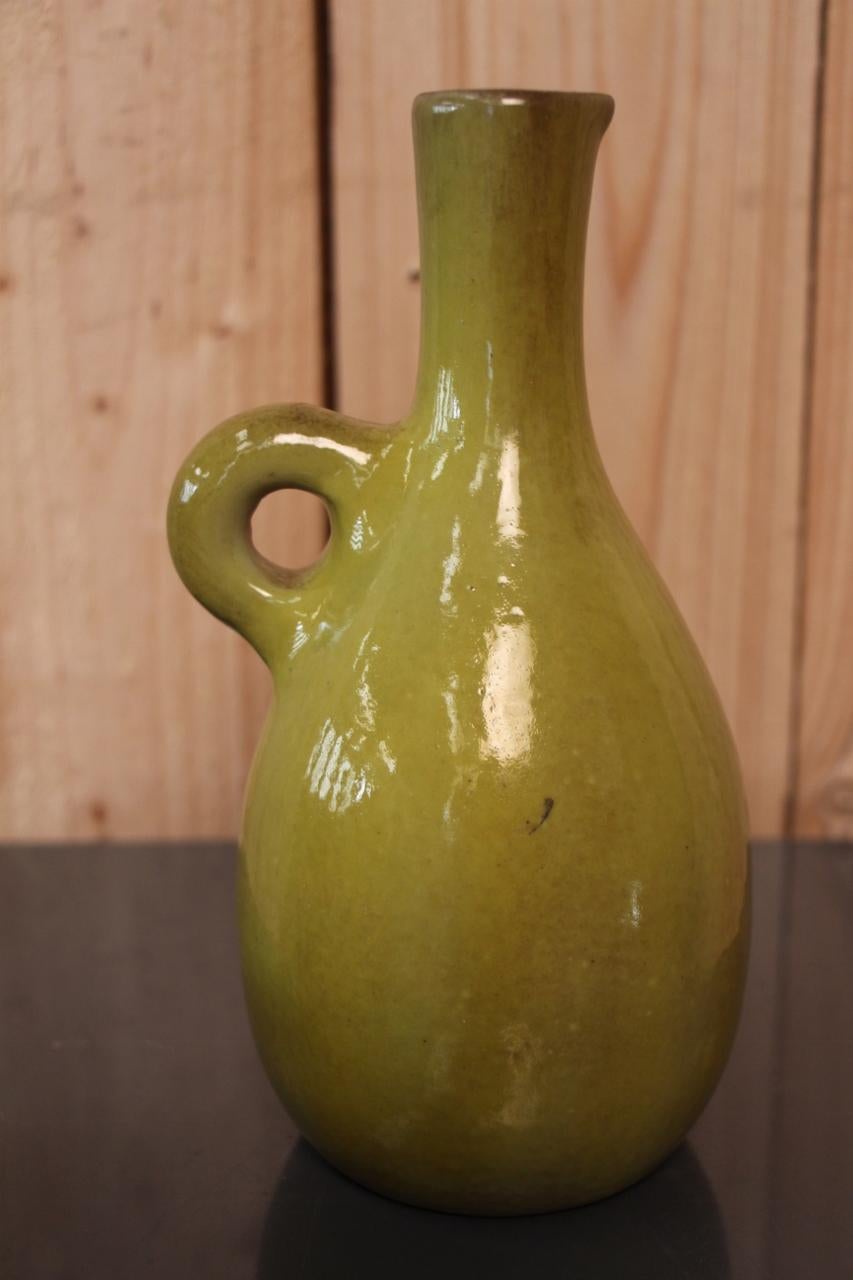 French Earthenware Pitcher Signed De Ruelland