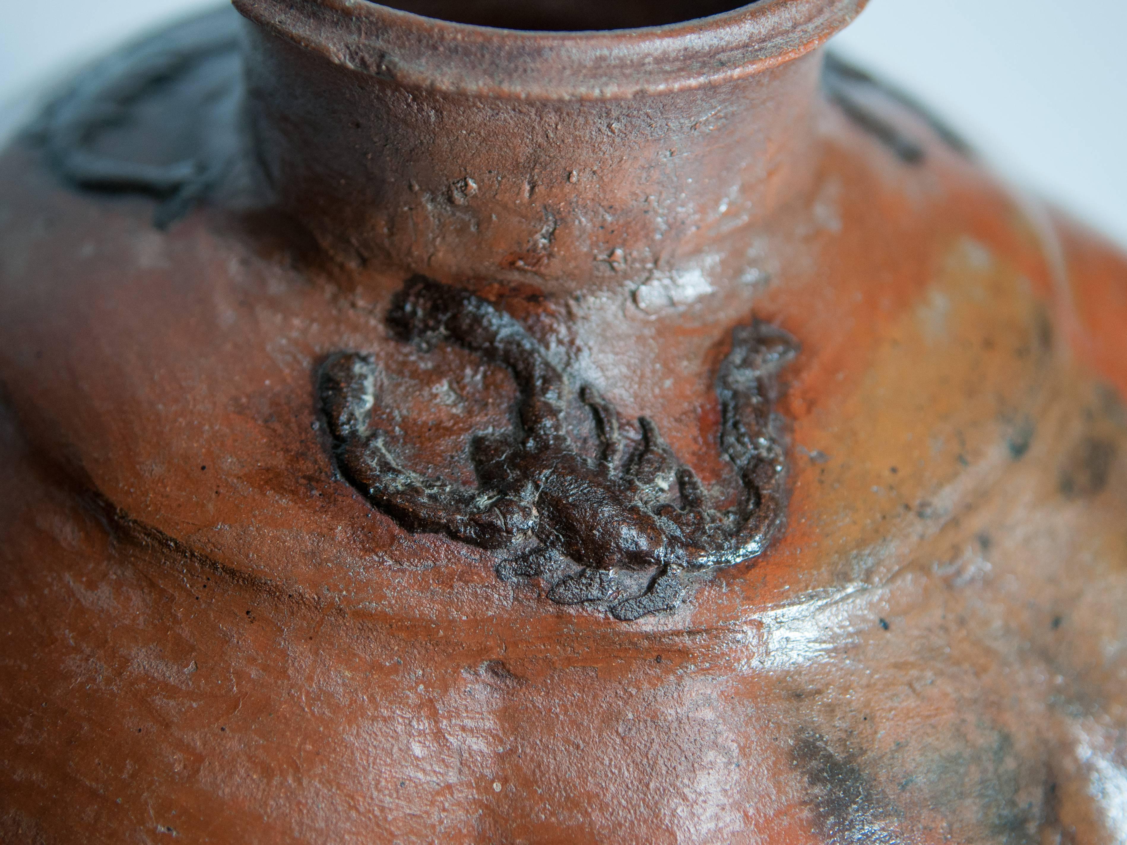 Hand-Crafted Earthenware Pot Scorpion Motif, Sumba, East Indonesia, Mid-Late 20th Century