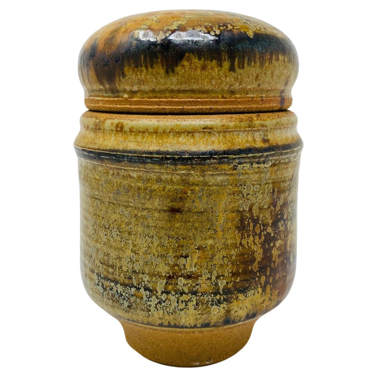 Earthenware Pottery Jar with Lid in the Style of David Cressey / Robert Maxwell For Sale