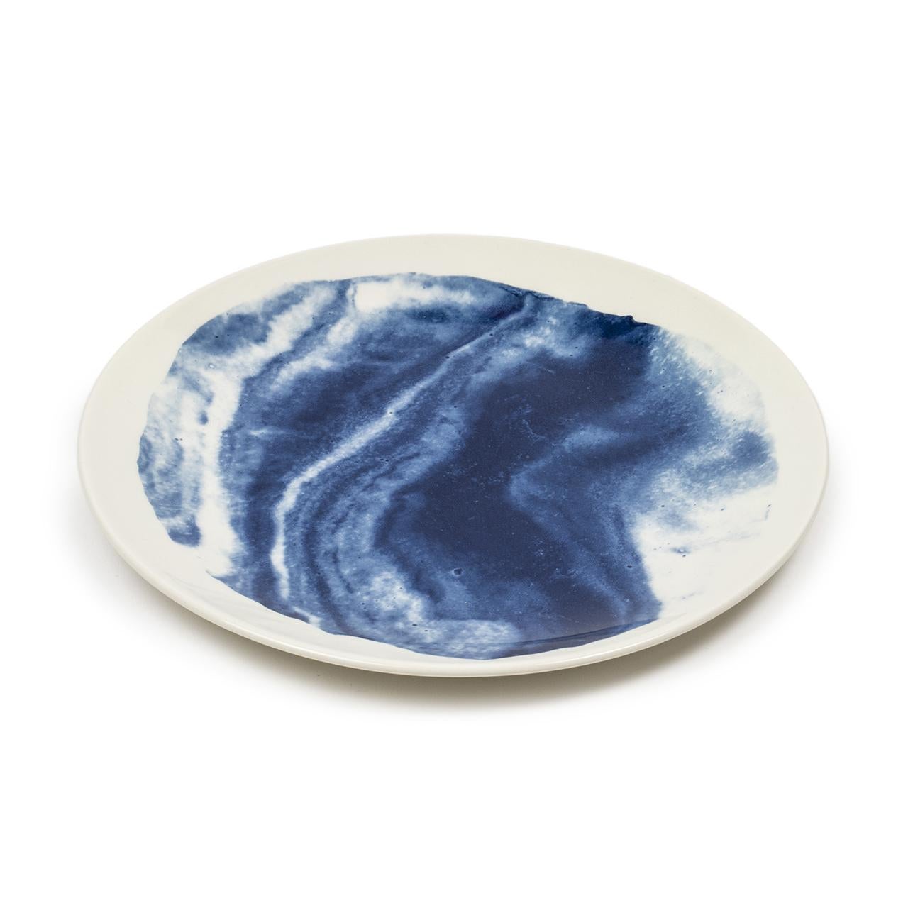 Modern Earthenware Salad Plate with Interpretations of Traditional Creamware For Sale