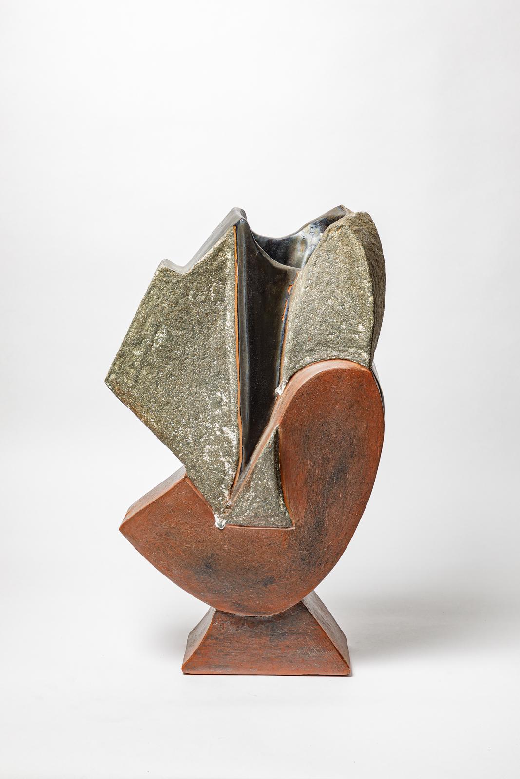Vaso-scultura in terracotta di George Martin, circa 1980. In condizioni ottime in vendita a Saint-Ouen, FR