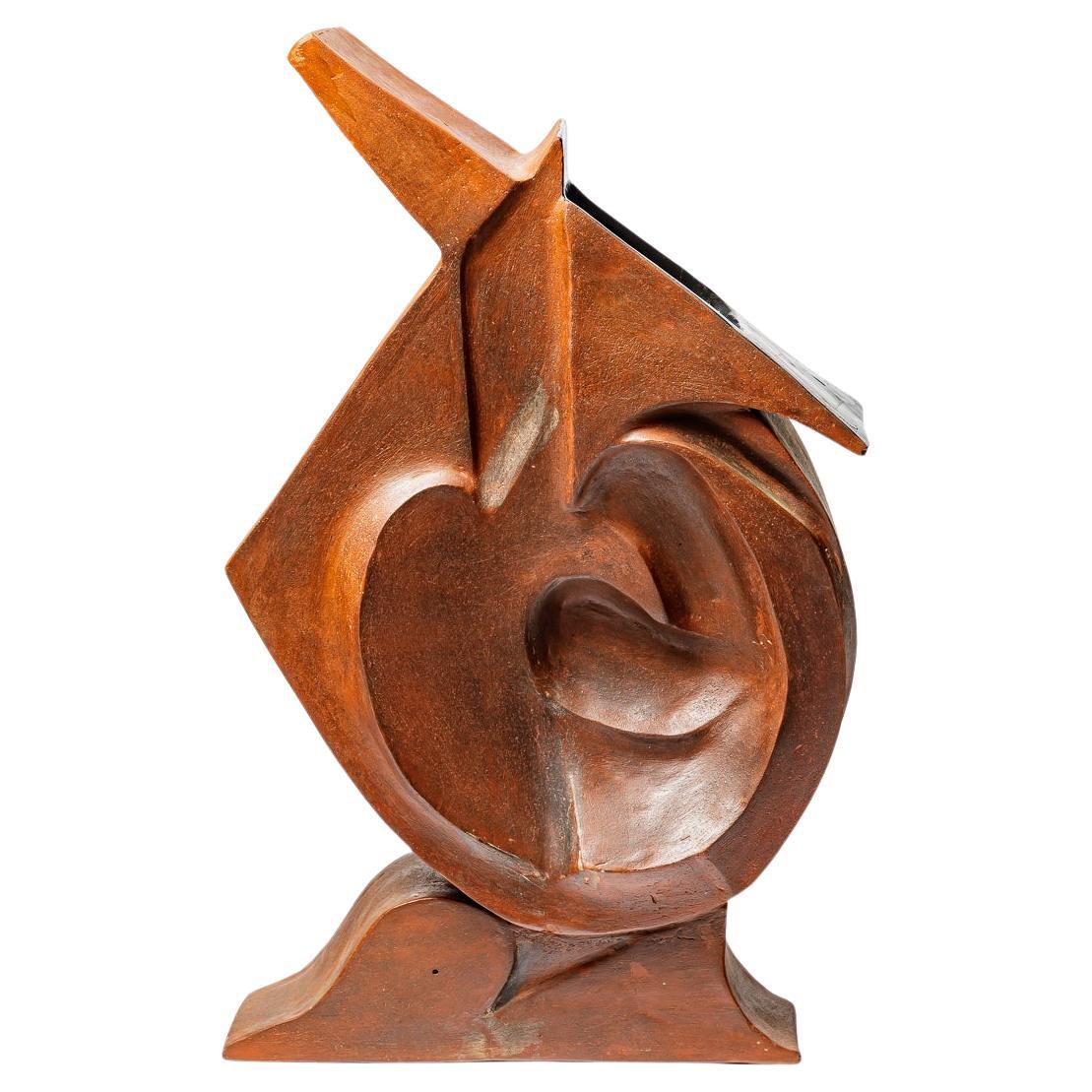 Jarrón-escultura de barro de Georges Martin, hacia 1980.
