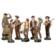 Earthenware - Seven figures depicting costumes - Devesas Factory - 19th Century
