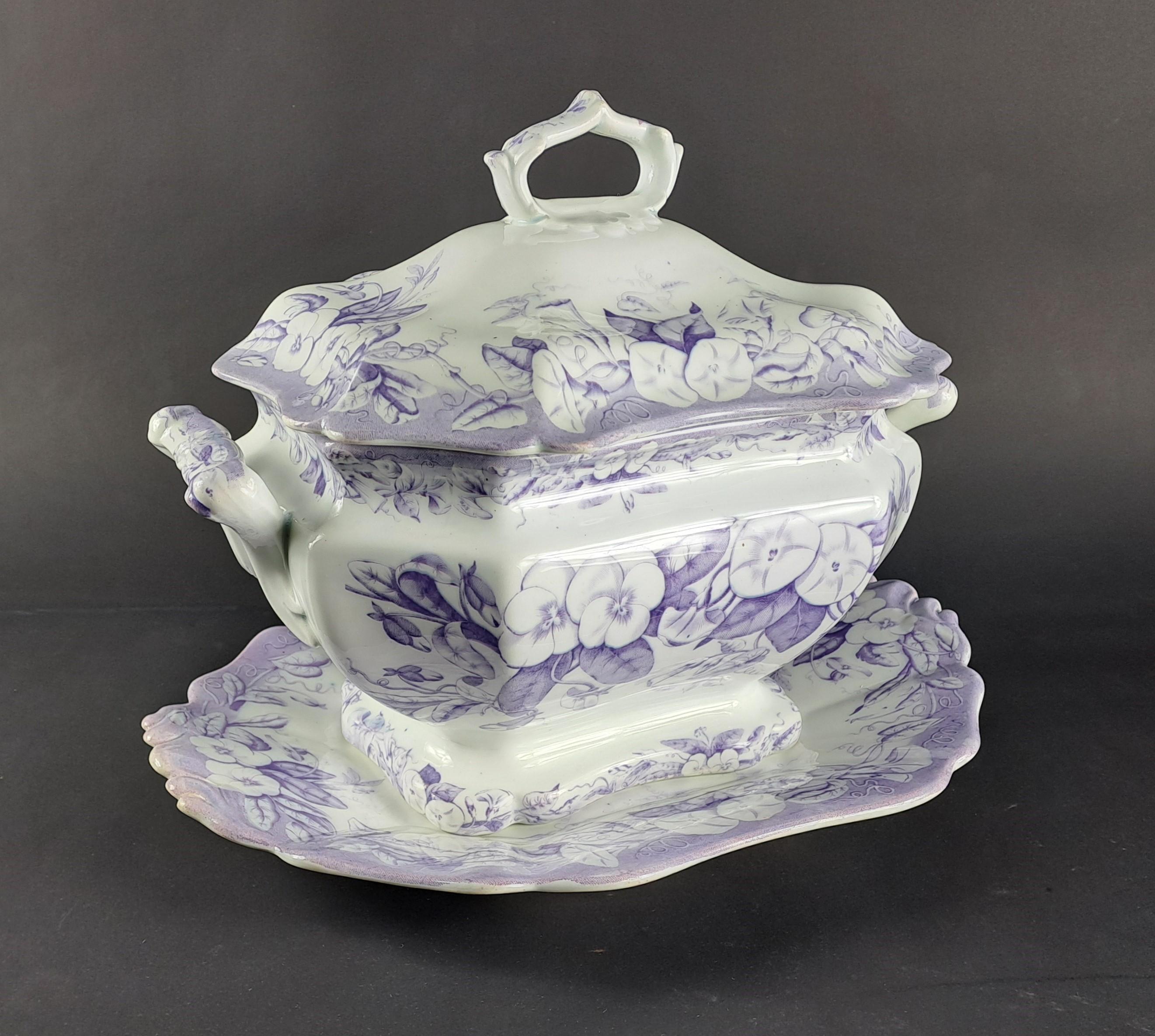 Earthenware Soup Tureen And Dish From Maison Vieillard In Bordeaux For Sale 3