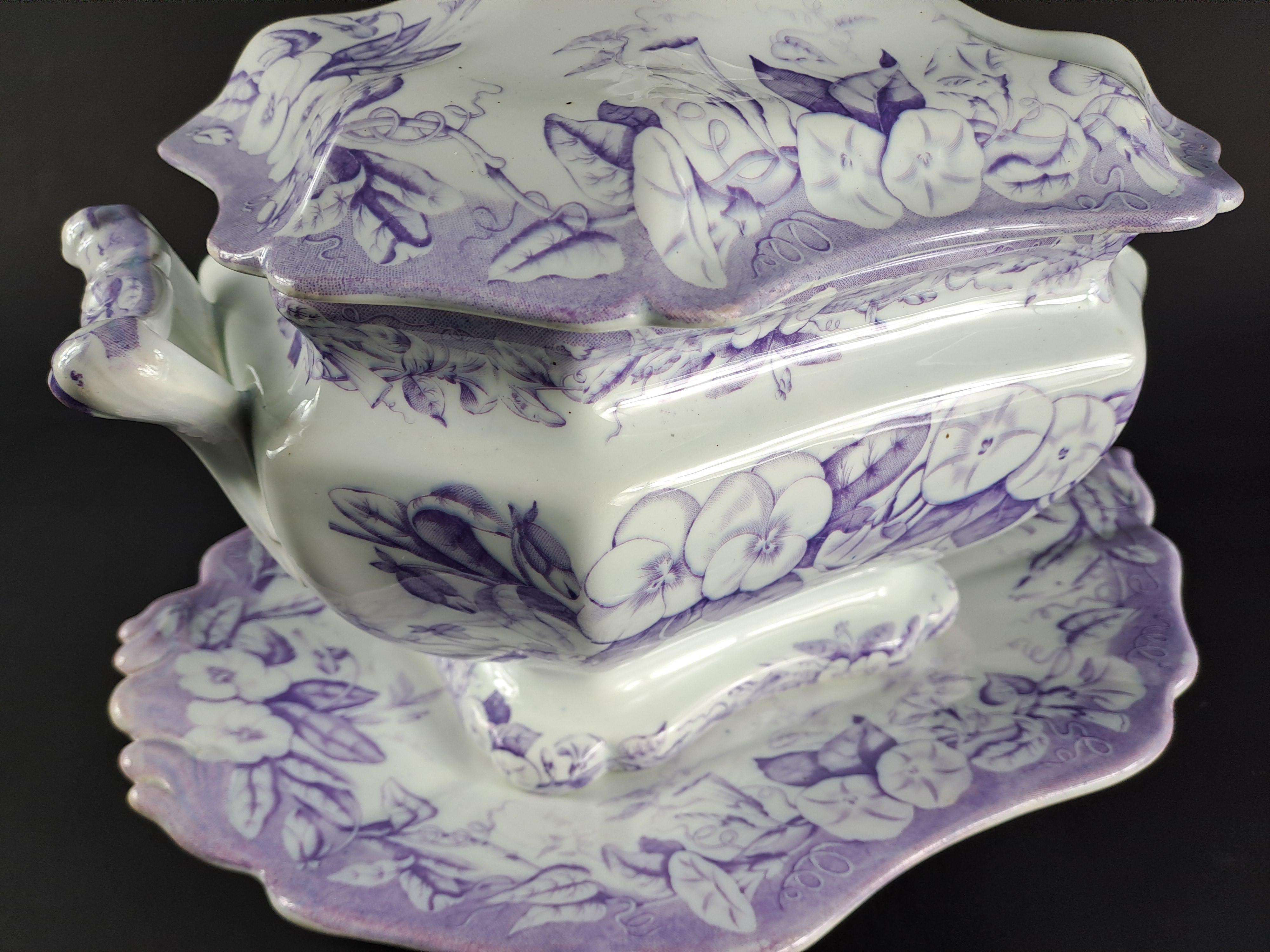 Earthenware Soup Tureen And Dish From Maison Vieillard In Bordeaux For Sale 4