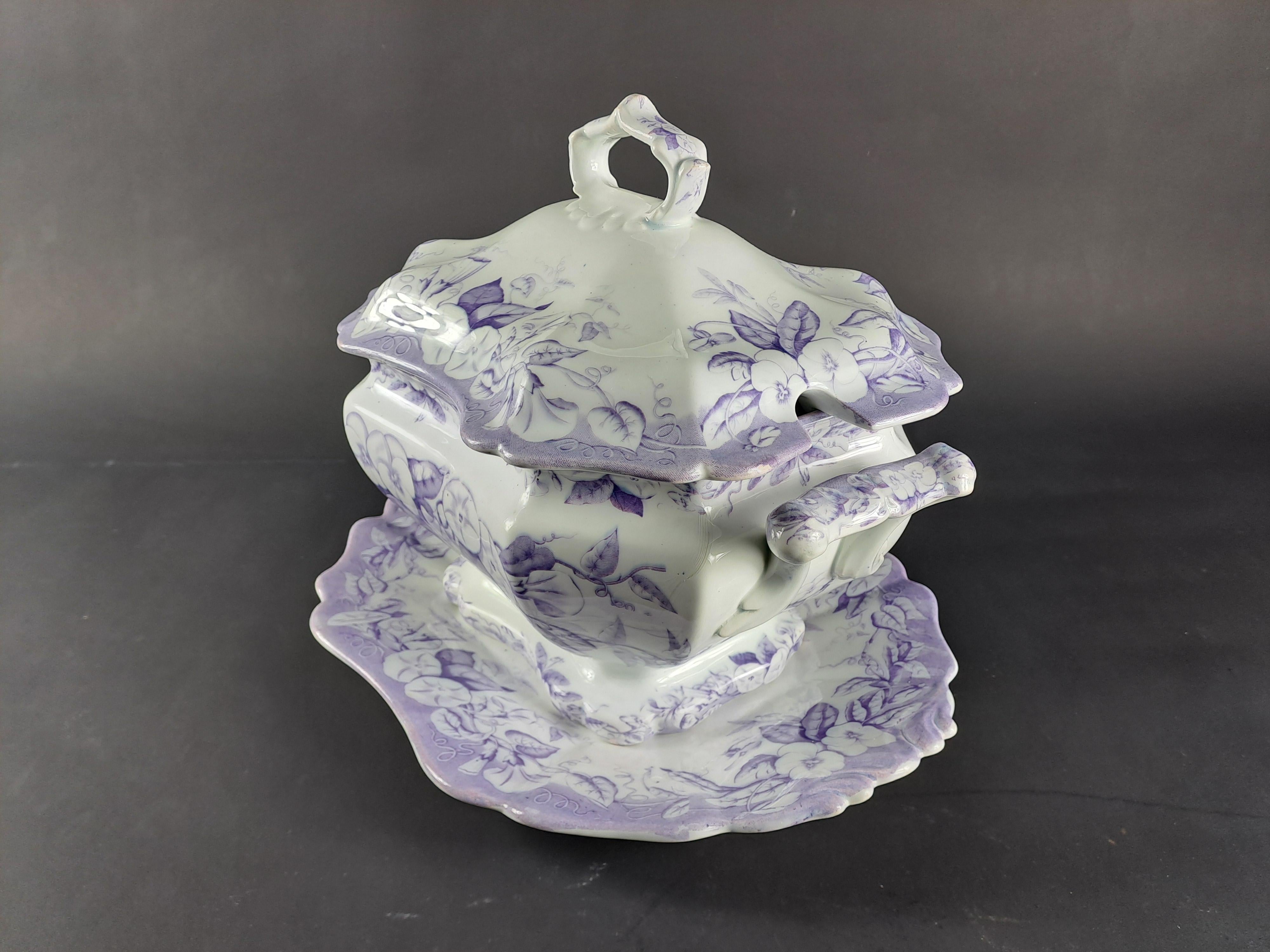 Napoleon III Earthenware Soup Tureen And Dish From Maison Vieillard In Bordeaux For Sale