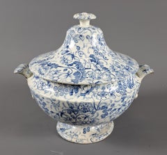 Earthenware Soup Tureen Signed David Johnston In Bordeaux