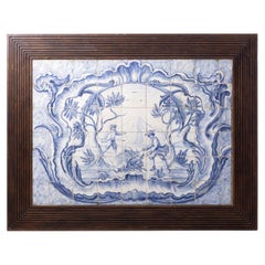 Earthenware - Tile panel - Wild boar hunt - 18th century