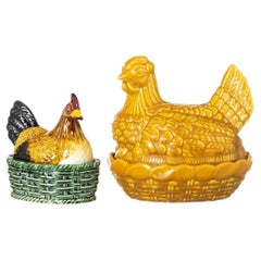 Earthenware - Two earthenware tureens in the shape of a 'chicken'