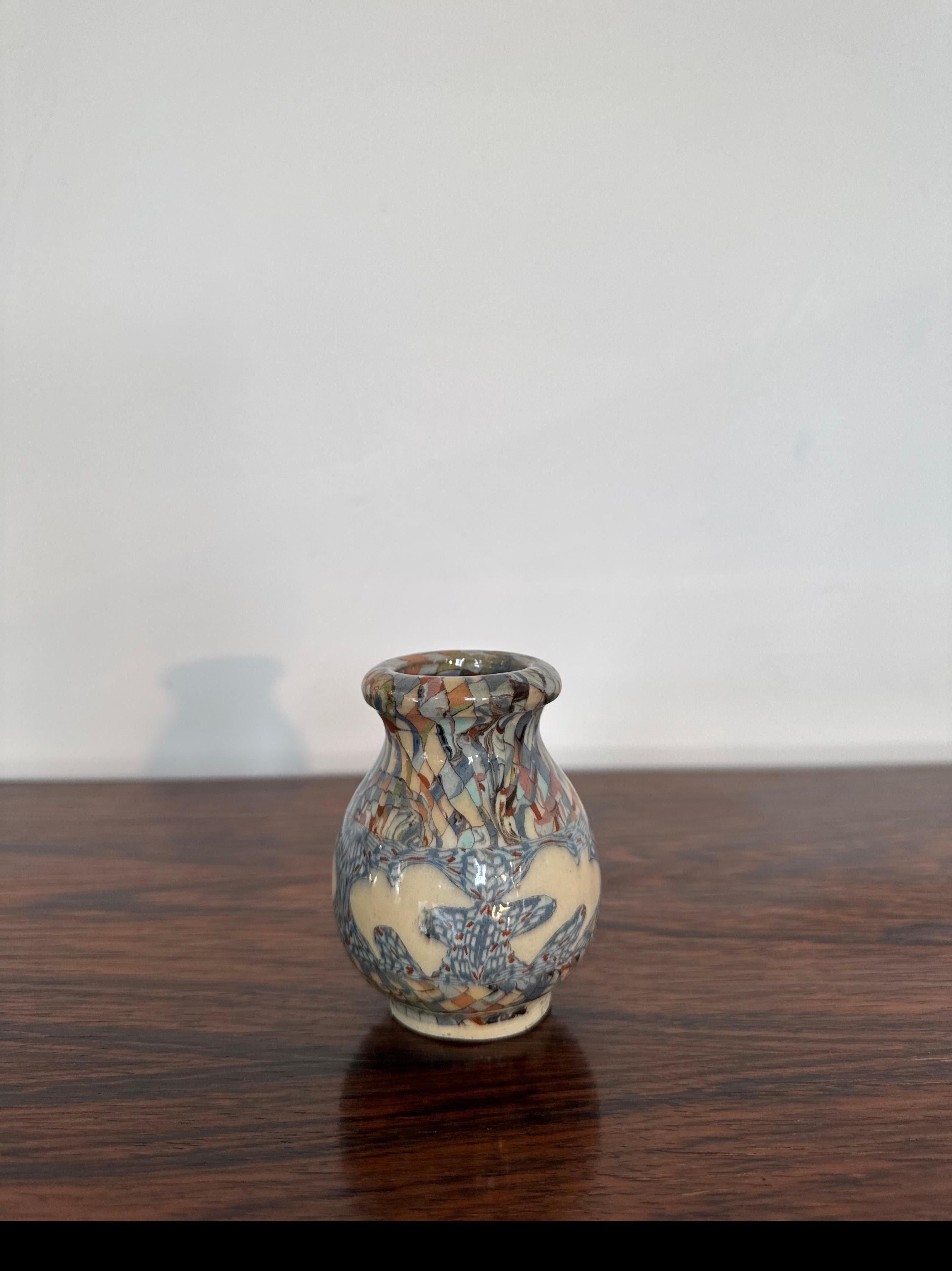 Jarrón de barro con decoración de mosaico Mille Fiori, Gerbino para Vallauris Cerámico en venta