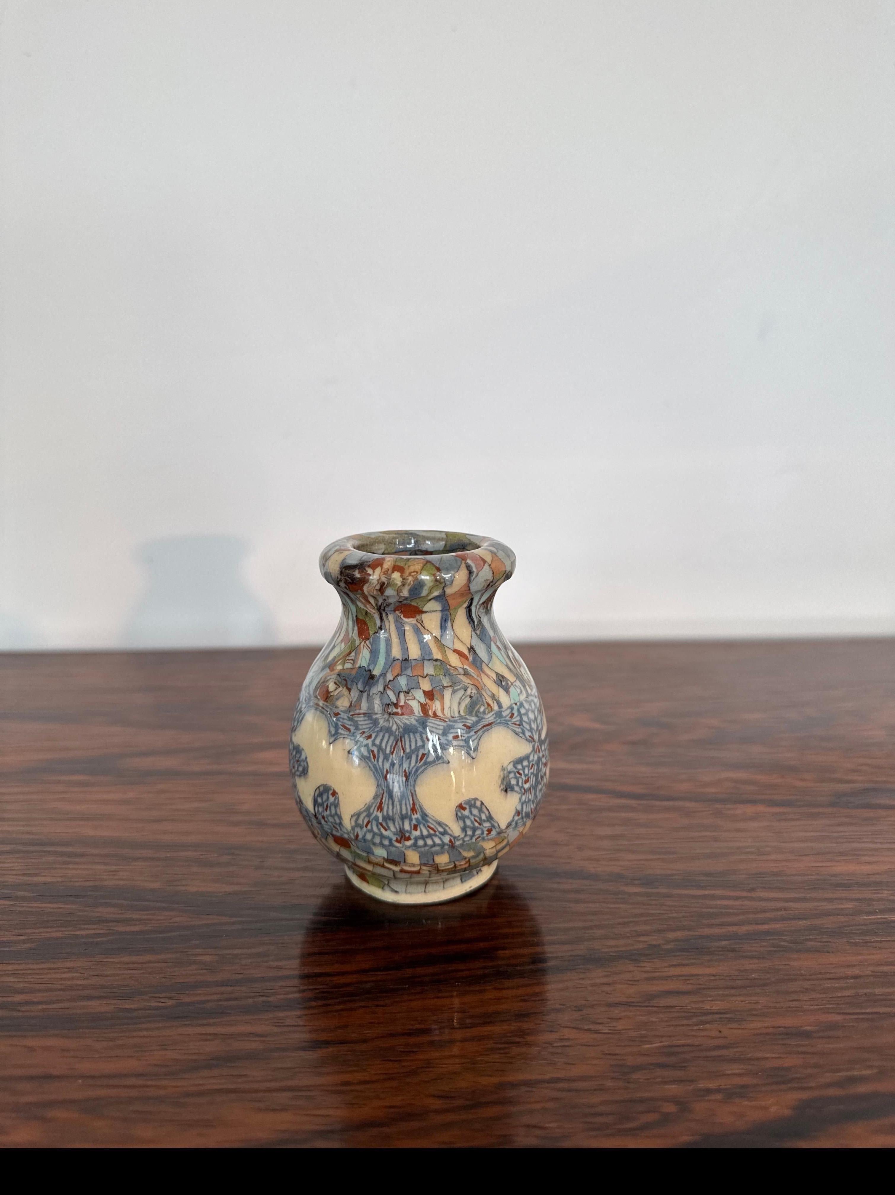 Jarrón de barro con decoración de mosaico Mille Fiori, Gerbino para Vallauris en venta 1
