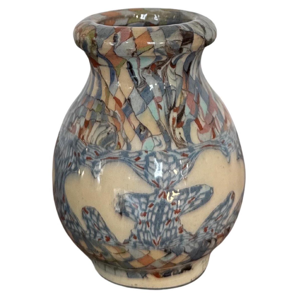 Vase en faïence avec décor en mosaïque Mille Fiori, Gerbino pour Vallauris en vente