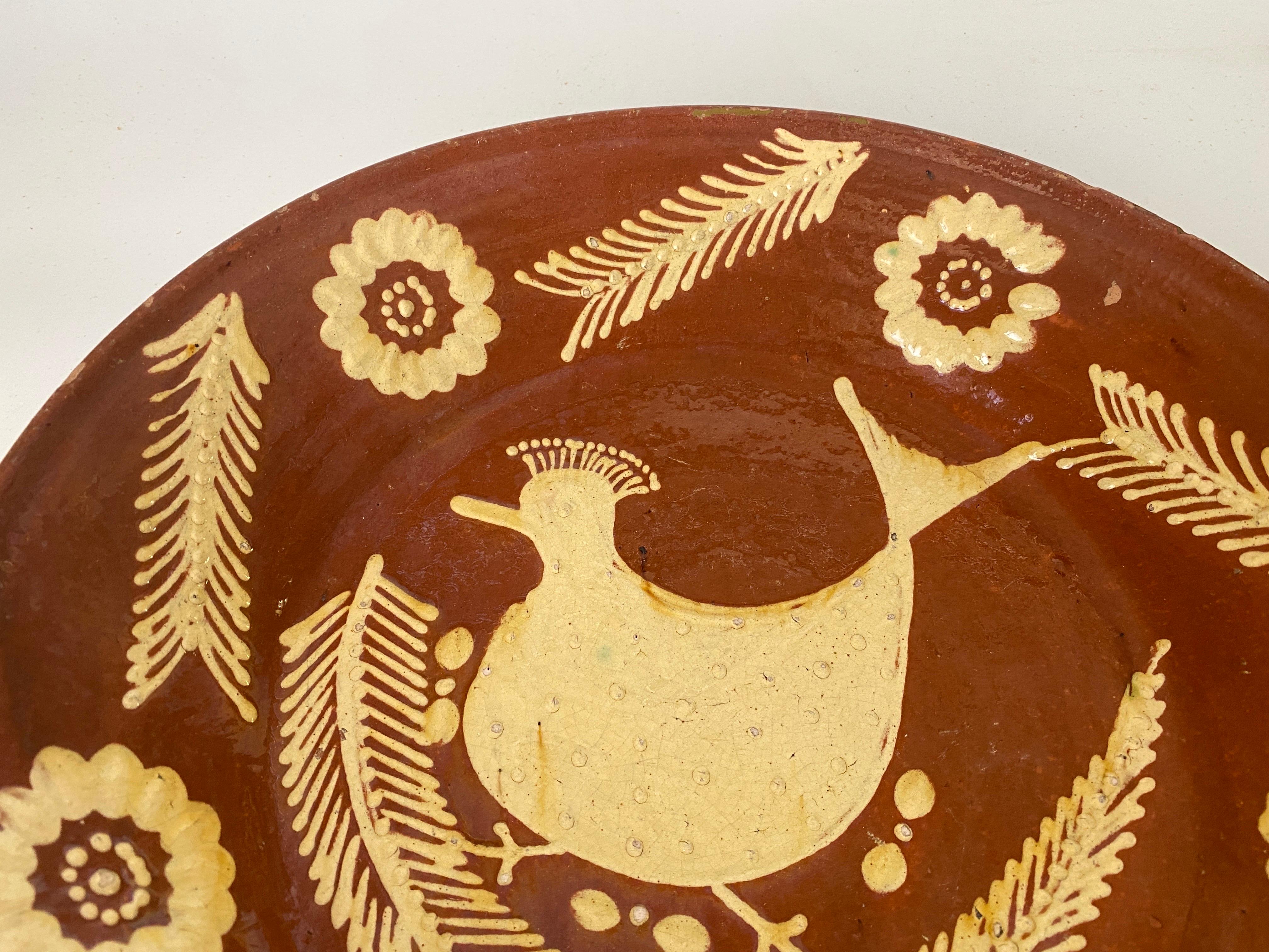 Mid-20th Century Earthenware Vide Poche Decorative Dish Representing a Bird  Brown Color For Sale