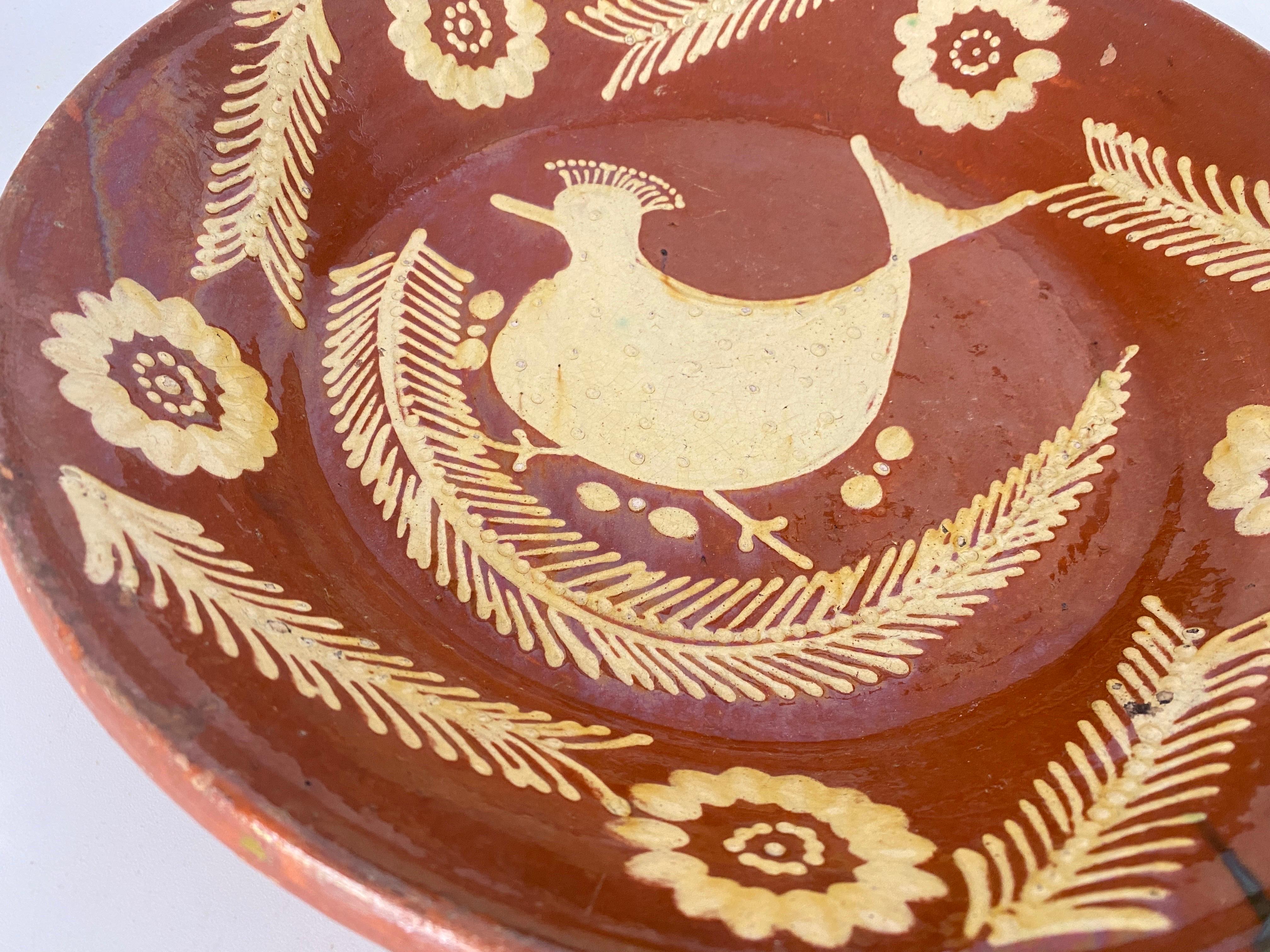 Ceramic Earthenware Vide Poche Decorative Dish Representing a Bird  Brown Color For Sale