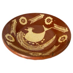 Retro Earthenware Vide Poche Decorative Dish Representing a Bird  Brown Color
