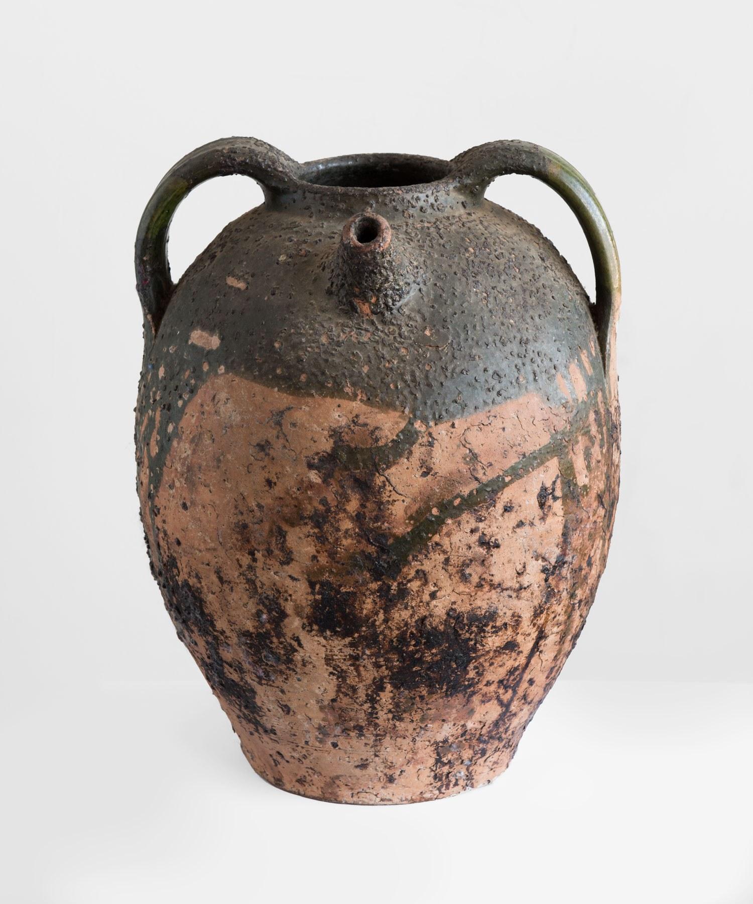 Hand-Crafted Earthenware Walnut Oil Pot France, 19th Century