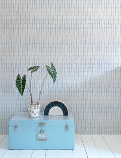 Earthlight Designer Wallpaper in Airglow 'Periwinkle Blue and Pale Gray'