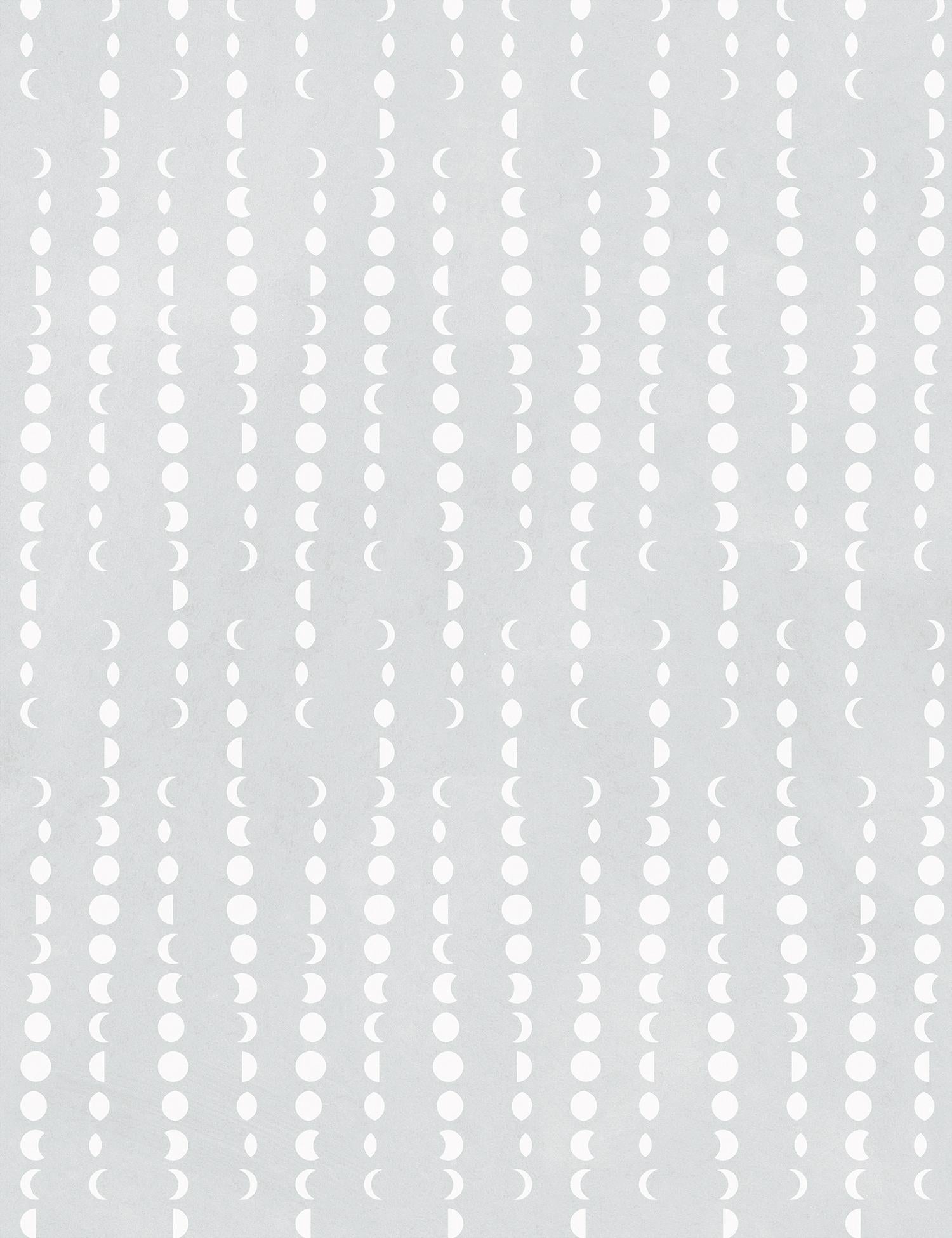 Bohemian Earthlight Designer Wallpaper in Luna 'White and Pale Grey' For Sale