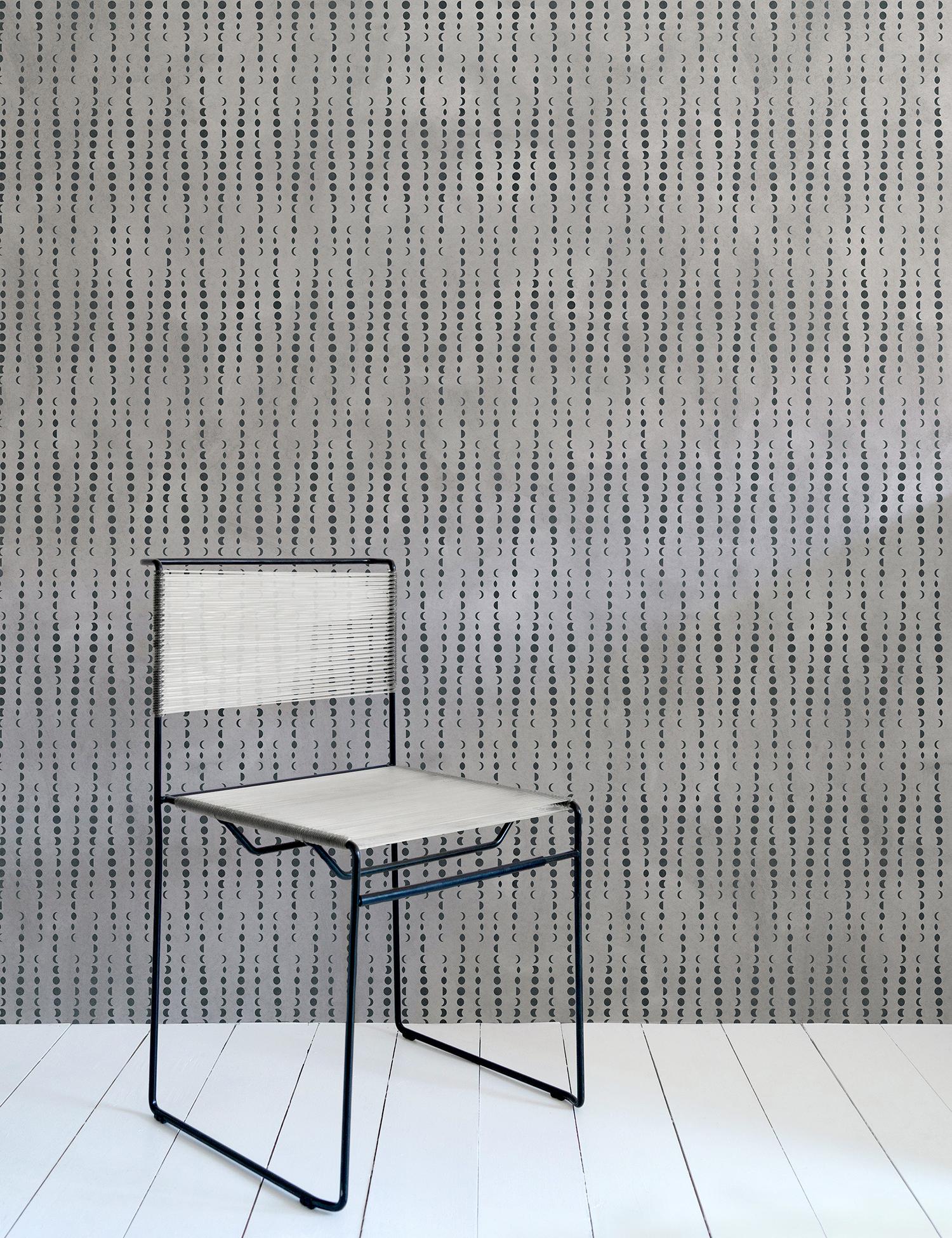 Bohemian Earthlight Designer Wallpaper in Oberon 'Charcoal and Warm Gray' For Sale