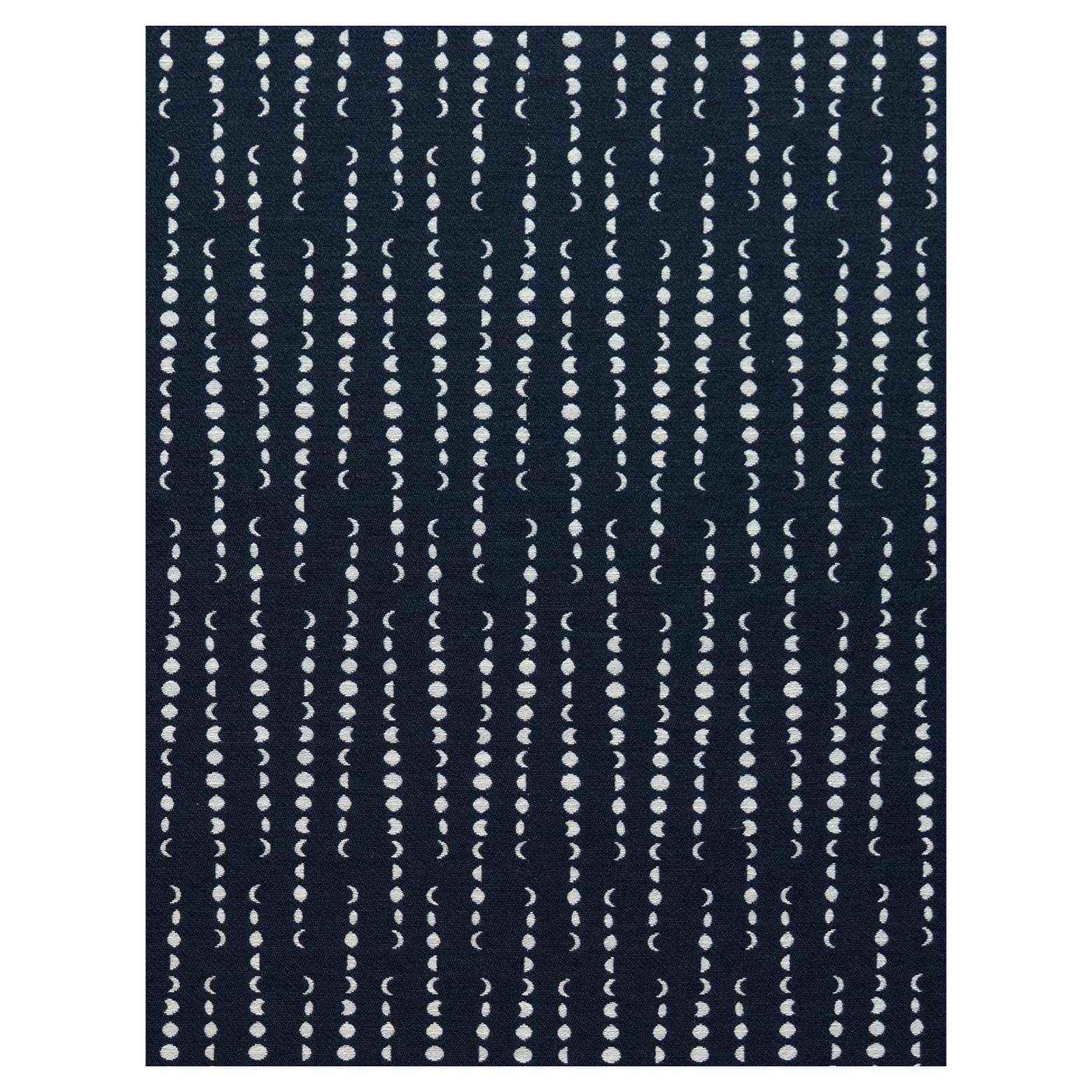 Earthlight Moon Woven Commercial Grade Fabric in Starr, White and Midnight Blue For Sale
