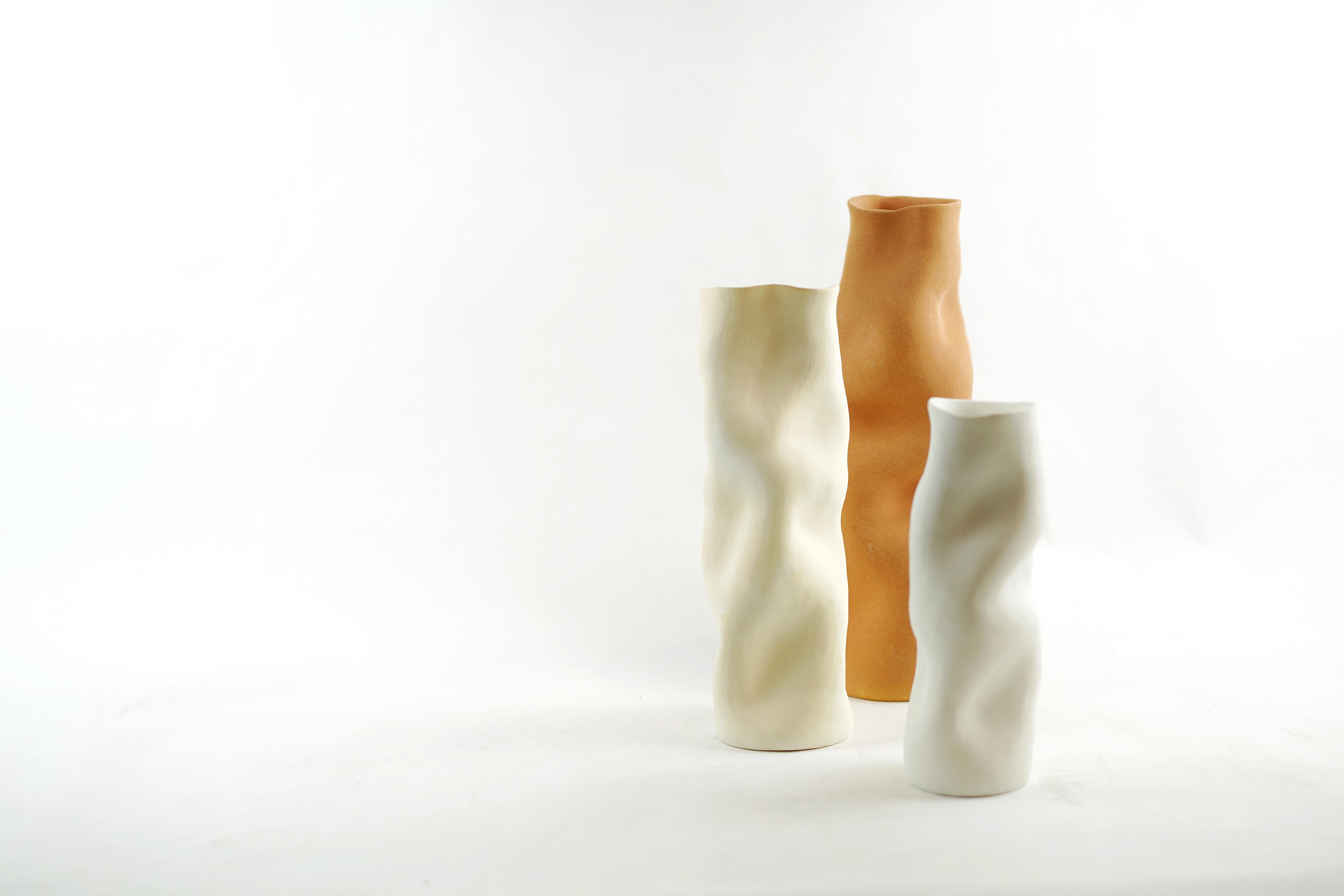 Organische Vase mit natürlichem Körper, erhältlich in 4 Farben (Handgefertigt) im Angebot