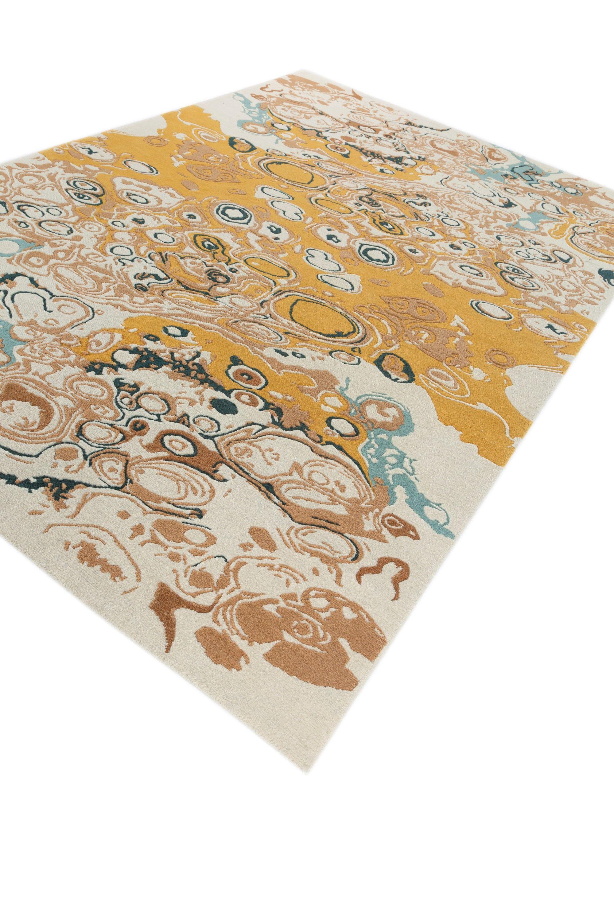 Modern Earthly Serenade Snow White & Indian Tan 180X270 cm Handknotted Rug For Sale