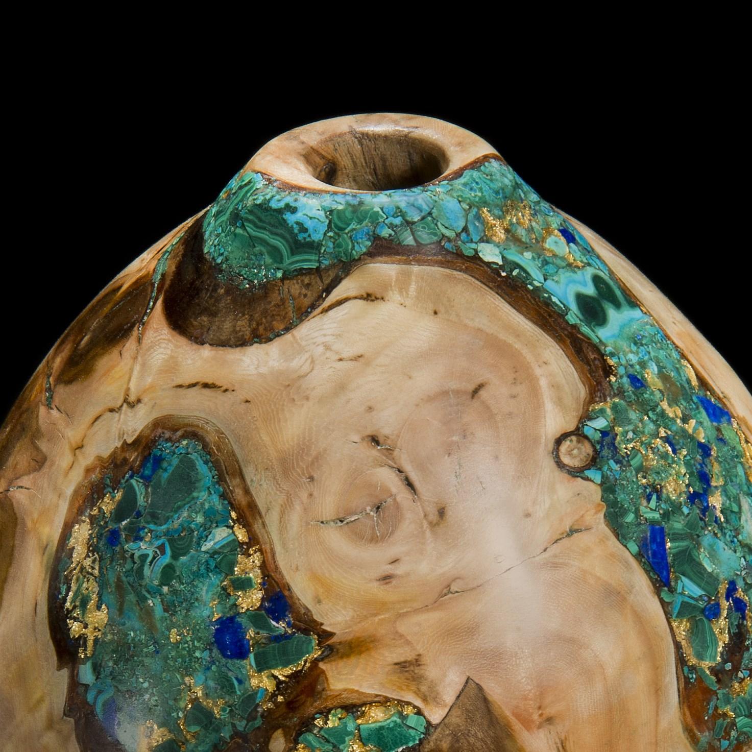 Organic Modern Earthly Treasures No 31, an Elm & Mixed Mineral Sculpture by Morrison Thomas