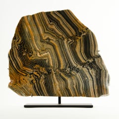 Earth’s Brushstrokes: Mounted Zebra Quartz Slice